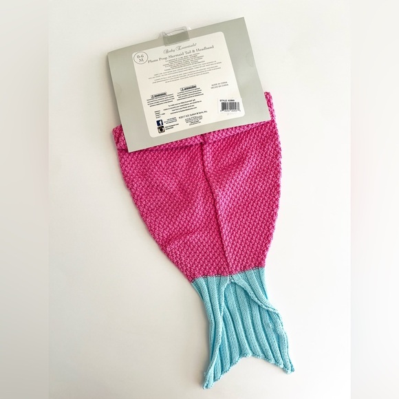 (NWT) Baby Essentials Mermaid Tail w/Headband Photo Prop - Baby 0-6 Months - Picture 3 of 4